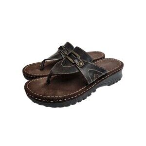 Rugged Outback Thong Sandals Womens 11 Brown Chunky Y2K Summer Slip-on Retro 90s